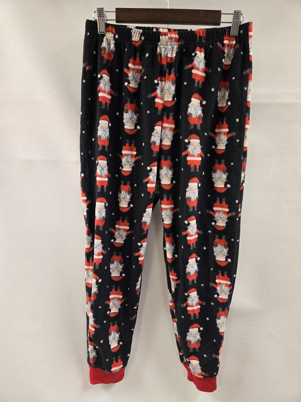 Jammies For Your Families Pajama Set Womens Medium Black Santa Fleece Christmas